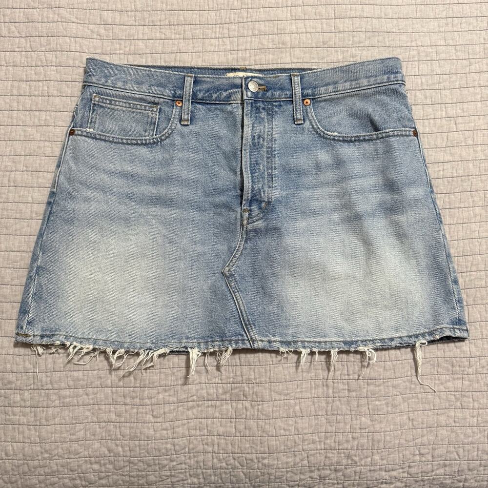 Madewell Raw-Hem Denim Mini Skirt in Kelleyville Wash Cotton Size 31